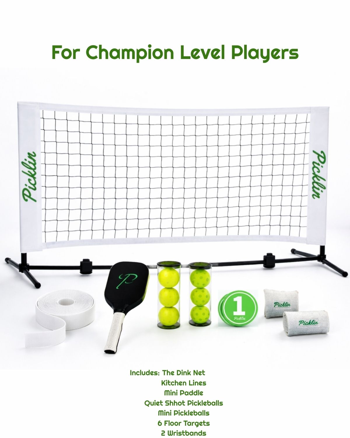 The Champion Bundle: Competitor Bundle + Mini Pickleballs, Floor Targets & Wristbands